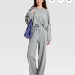 JoyLab Gray Lounge Jumpsuit with Drawstring Waist
